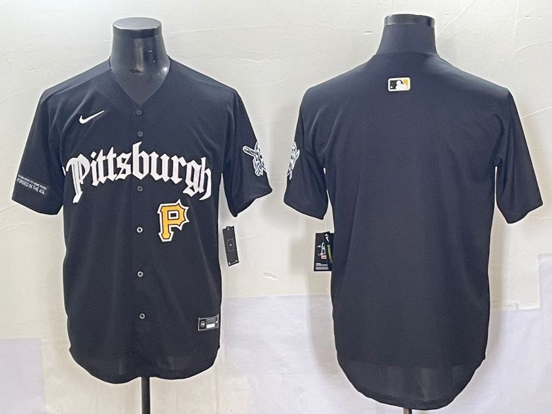 Men 2025 Pittsburgh Pirates Blank Black Five generations Joint Name Nike MLB Jersey style 1